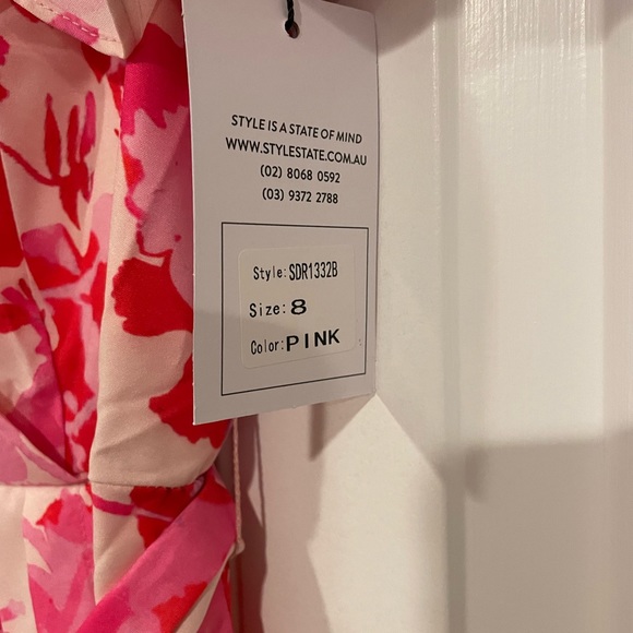 NWT Style State Pink Floral Print Midi  dress with Asymmetrical hem Size:8 - Picture 4 of 13